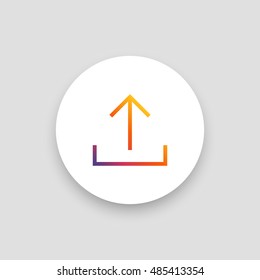 Upload icon vector, clip art. Also useful as logo, circle app icon, web UI element, symbol, graphic image, silhouette and illustration. Compatible with ai, cdr, jpg, png, svg, pdf and eps formats.