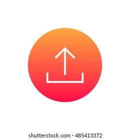 Upload icon vector, clip art. Also useful as logo, circle app icon, web UI element, symbol, graphic image, silhouette and illustration.