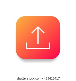 Upload icon vector, clip art. Also useful as logo, square app icon, web UI element, symbol, graphic image, silhouette and illustration.