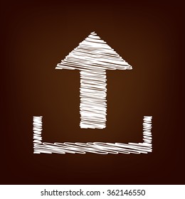 Upload icon. Vector illustration with chalk effect