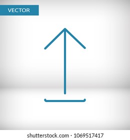 Upload icon vector illustration. Linear symbol with thin outline. The thickness is edited. Minimalist style.