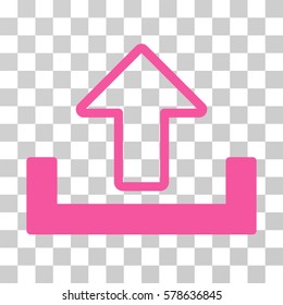 Upload icon. Vector illustration style is flat iconic symbol, pink color, transparent background. Designed for web and software interfaces.