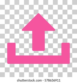 Upload icon. Vector illustration style is flat iconic symbol, pink color, transparent background. Designed for web and software interfaces.