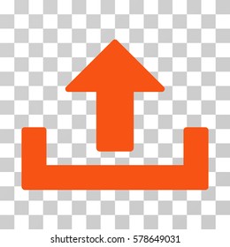 Upload icon. Vector illustration style is flat iconic symbol, orange color, transparent background. Designed for web and software interfaces.