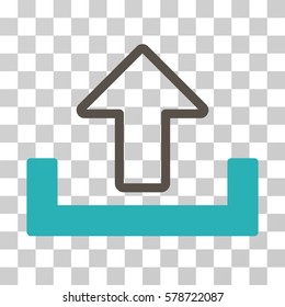 Upload icon. Vector illustration style is flat iconic bicolor symbol, grey and cyan colors, transparent background. Designed for web and software interfaces.