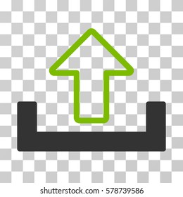 Upload icon. Vector illustration style is flat iconic bicolor symbol, eco green and gray colors, transparent background. Designed for web and software interfaces.