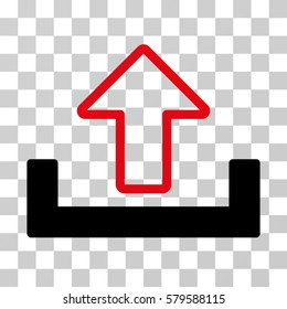Upload icon. Vector illustration style is flat iconic bicolor symbol, intensive red and black colors, transparent background. Designed for web and software interfaces.