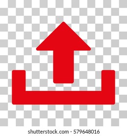 Upload icon. Vector illustration style is flat iconic symbol, red color, transparent background. Designed for web and software interfaces.