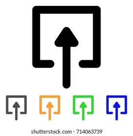 Upload icon. Vector illustration style is a flat linear iconic upload symbol with black, grey, green, blue, yellow color variants. Designed for web and software interfaces.