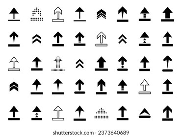 Upload icon vector set collection. Upward arrow sign symbol isolated on white background