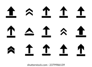 Upload icon vector set collection. Up arrow sign symbol in flat style