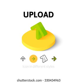 Upload icon, vector symbol in flat, outline and isometric style