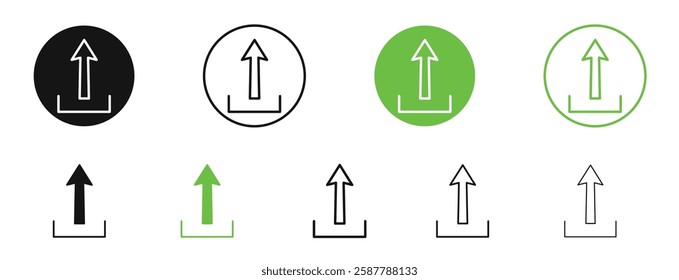 Upload icons in black and green colors collection