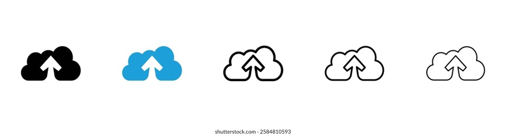 Upload icons collection vectors in black and blue