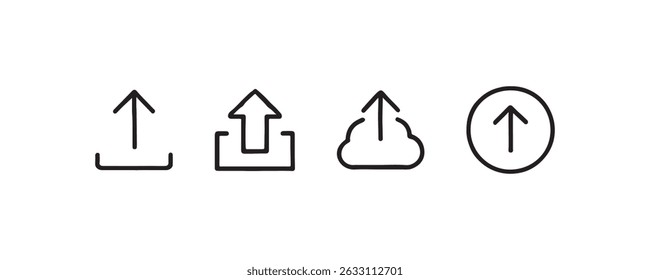 Upload icons in outline style for web and apps Vector