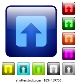 Upload icons in rounded square color glossy button set
