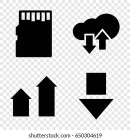 Upload icons set. set of 4 upload filled icons such as arrow up, memory card, download upload cloud