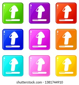 Upload icons set 9 color collection isolated on white for any design
