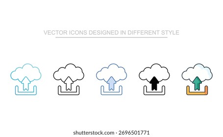 Upload icons set different style vector stock with white background