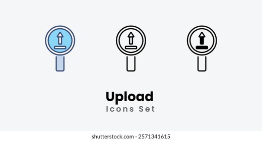 Upload Icons thin line and glyph vector icon stock illustration