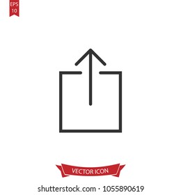 Upload icon.Submit line vector.Isolated on white background.Simple liner illustration for web and mobile platforms.