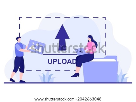 Upload Image Background of Online Devices Information and Data to Social Networks with Cloud Service or Loading Concept Vector Illustration