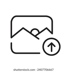 upload image file line art. Add picture pixel perfect linear ui icon.  vector icons illustrations