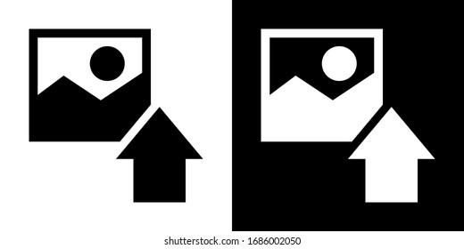 Bild hochladen. Glyphe-Symbol in der weißen und schwarzen Version.