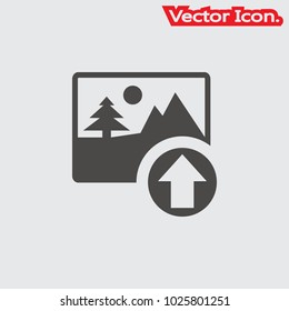 Upload image icon isolated sign symbol and flat style for app, web and digital design. Vector illustration.