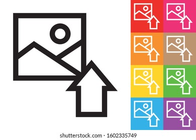 Upload Image. Line Icon With Different Color Background.