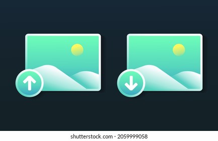 Upload Image Symbol. Download Image Sign. Illustration Vector