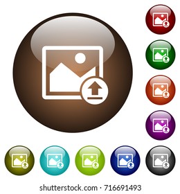 Upload image white icons on round color glass buttons