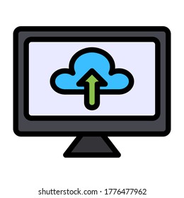 Upload information icon vector illustration in filled line style for any projects, use for website mobile app presentation