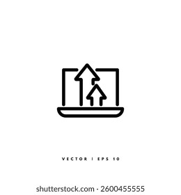 Upload Laptop Icon. Editable Stroke