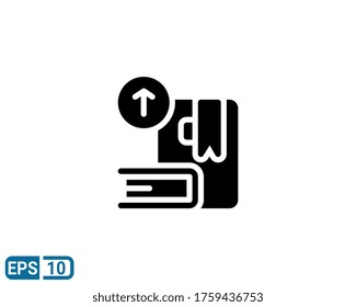upload library icon in glyph style. vector illustration for graphic design, website, UI isolated on white background. EPS 10