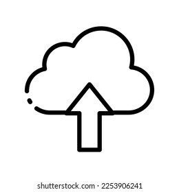 Upload line icon. Cloud, storage, password, exchange, database, access, service, artificial intelligence, security. Data warehouse concept. Vector black line icon on white background.