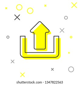 Upload line icon isolated on white background. Up arrow. Vector Illustration