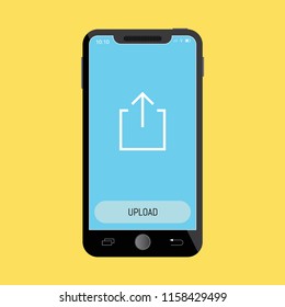 Upload Line Icon on Mobile Screen.