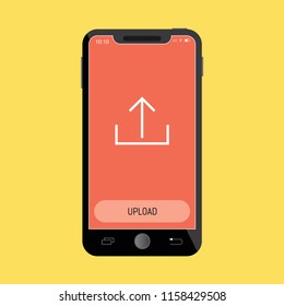 Upload Line Icon on Mobile Screen.