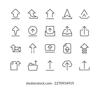 upload line icon set with editable stroke. Outline collection of vector objects. Premium icon pack