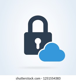 upload lock and password. internet system security. vector cloud