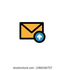 Upload mail with filled line icon vector illustration