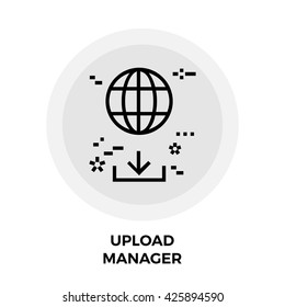 Upload Manager icon vector. Flat icon isolated on the white background. Editable EPS file. Vector illustration.