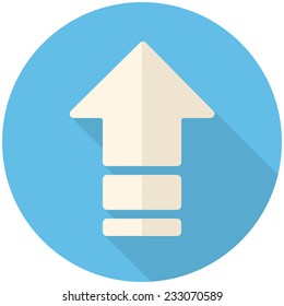 Upload, modern flat icon with long shadow