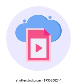 Upload movie file to cloud icon. File icon