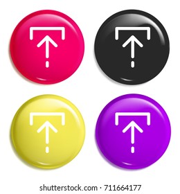 Upload multi color glossy badge icon set. Realistic shiny badge icon or logo mockup