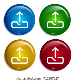 Upload multi color gradient glossy badge icon set. Realistic shiny badge icon or logo mockup