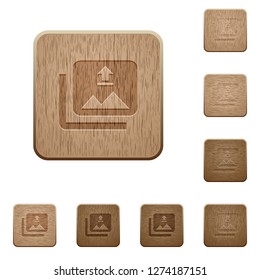 Upload multiple images on rounded square carved wooden button styles