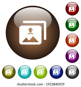 Upload Multiple Images White Icons On Round Glass Buttons In Multiple Colors