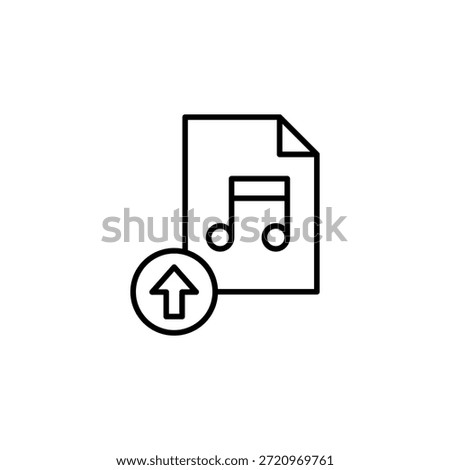 Upload Music Audio File Note Sheet Symbol Arrow Outline Icon